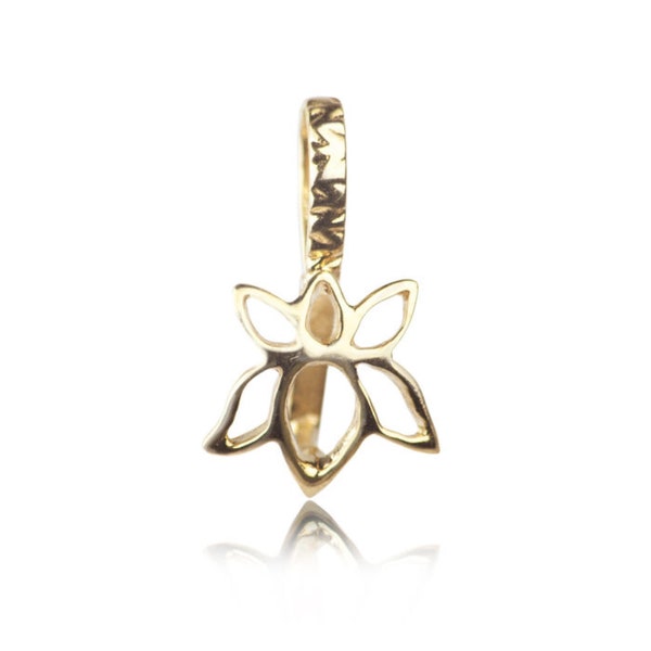 Lotus Flower Bail Pendant in 14K Gold, Bail pendant Clasp, Bail Connector for Necklace Jewelry Making