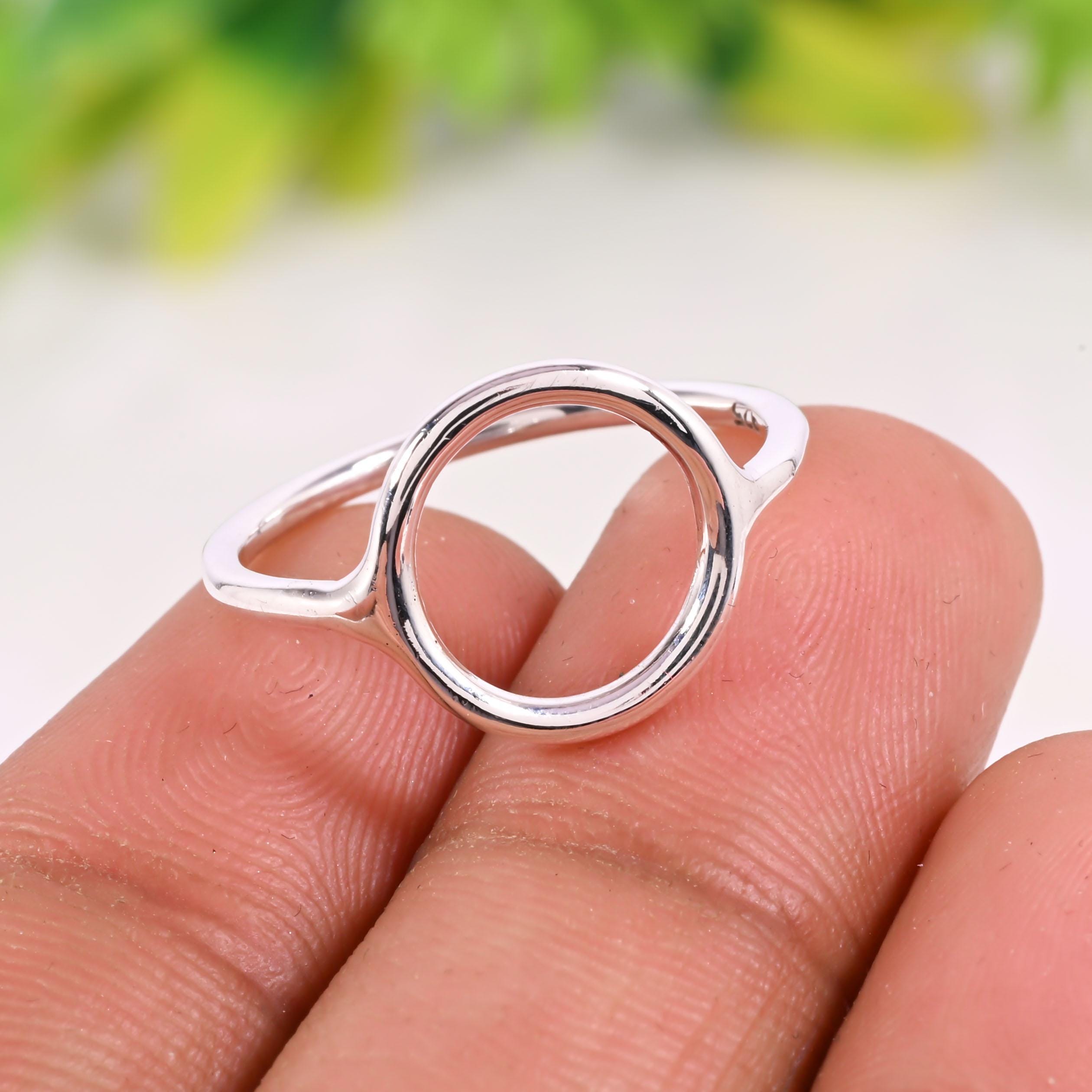 Simple Repeating Circle Ring – High Polish .925 Sterling Silver Band, Sizes 4-10 - View #6