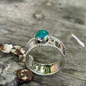 Tibetian Turquoise Ring Solid 925 Sterling Silver Handmade Statement Vintage Ring Jewelry Gift For Her Love Gift