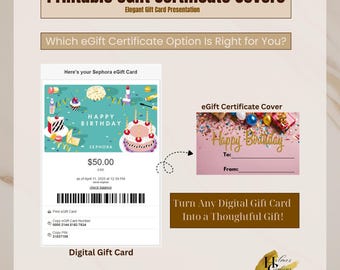 Printable eGift Certificate Covers – One-Sided | Elegant Gift Card Presentation (Non-Editable)