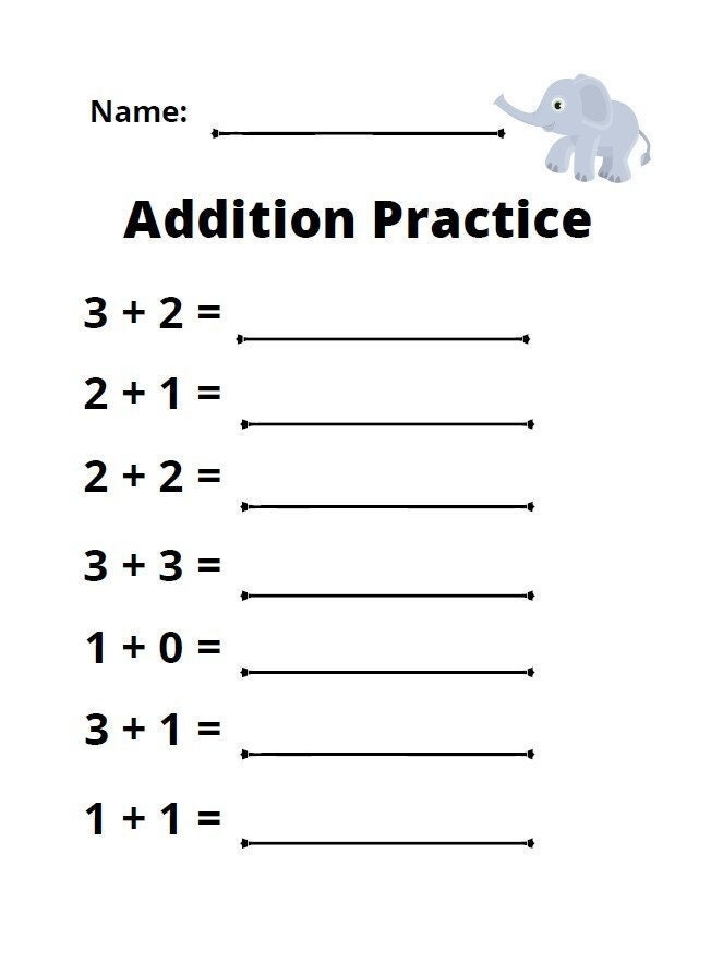 Simple Addition Printable Etsy