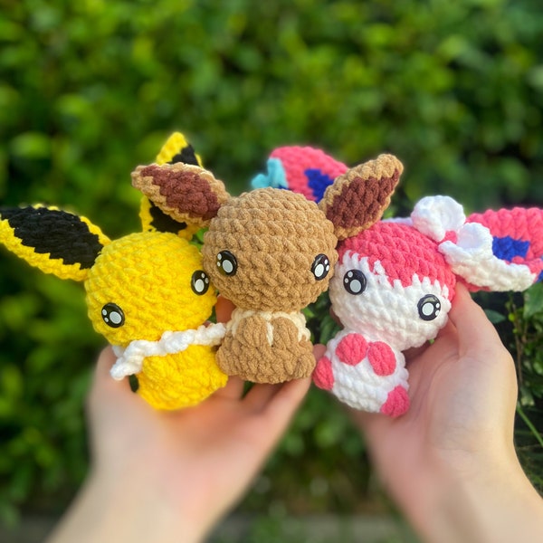 Crochet Mini Eevee, Sylveon, Jolteon Pokémon Plush | Ready to Ship