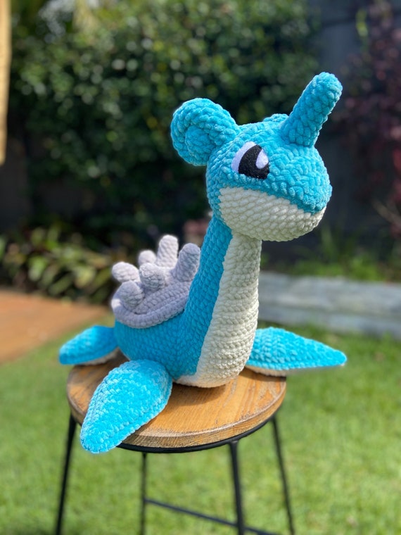 Crochet Jumbo Lapras Pokemon Plush Lochness Monster Amigurumi Gift Ready to Ship Etsy
