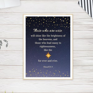 Daniel 12:3 Those who are wise will shine Christian Wall Art | Instant Printable Digital Download |Ikea frame sizes 21x30cm 30x40 cm 5"x7"