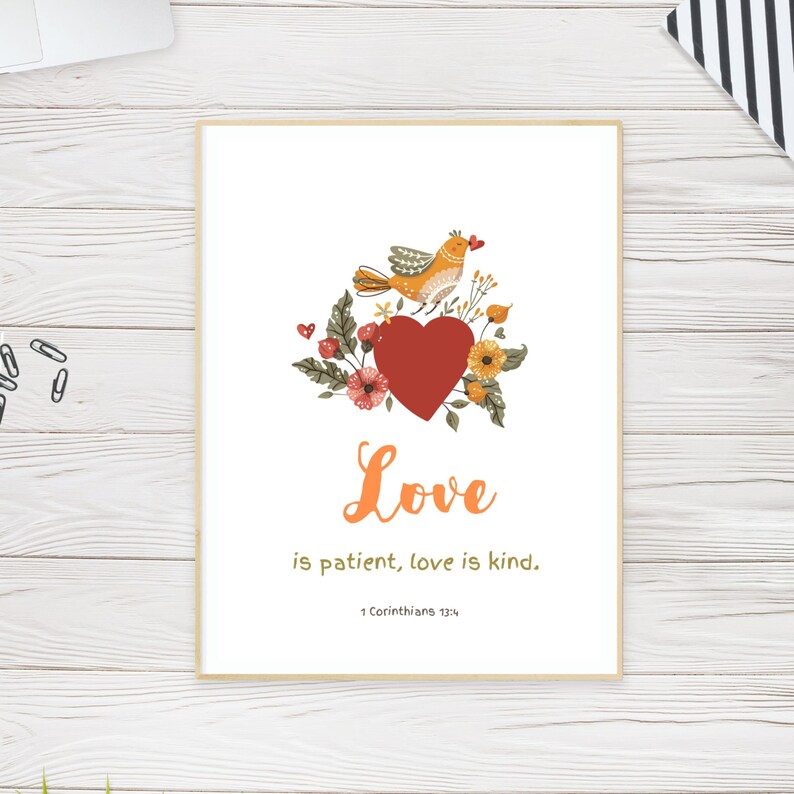 1 Corinthians 13 Love is Patient Love is Kind Printable Wall Art, Bible ...