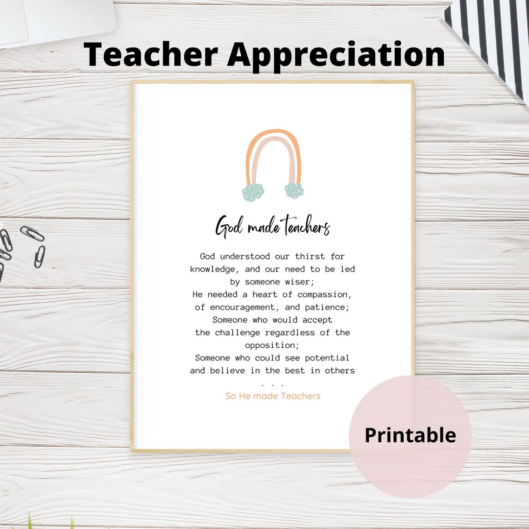Teacher Gifts God Made Teachers Poem Thank You Teacher Print Teacher teacher-gifts-god-made-teachers-poem-thank-you-teacher-print-teacher
