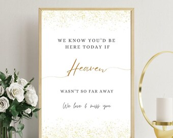 We Know You Would be Here Today If Heaven Wasn&#39;t So Far Away Sign, Wedding Memorial Sign, Memory Table printable sign, Memorial candle table