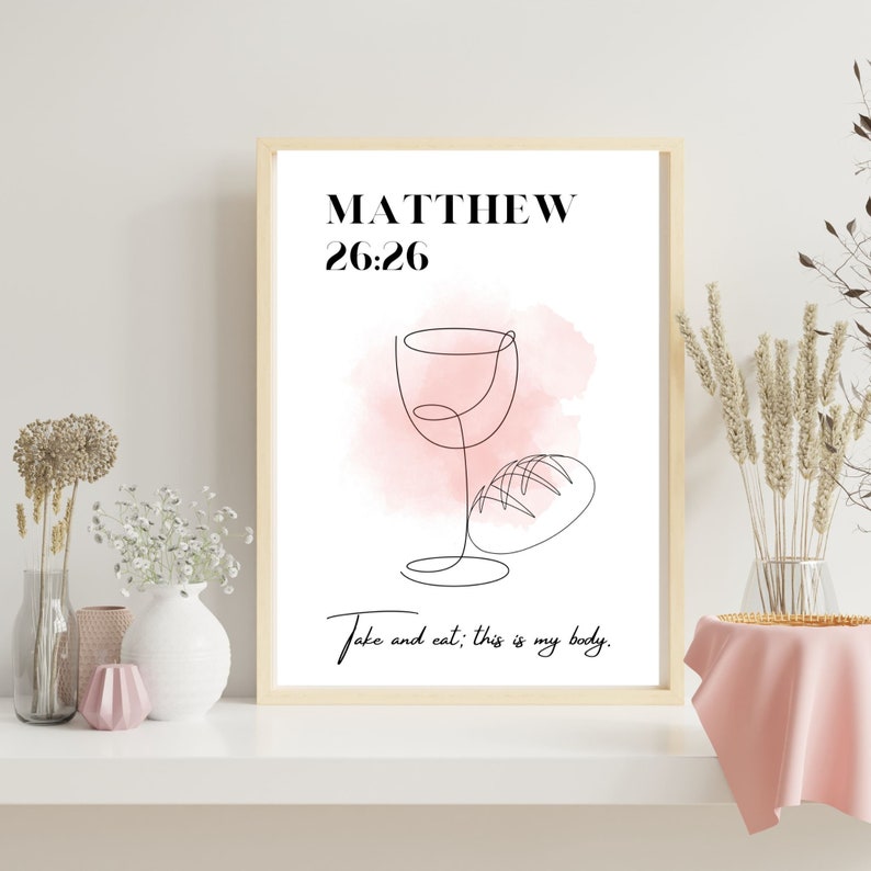 Matthew 26:26 Take and Eat This is My Body, Communion Wall Art, Cup and ...