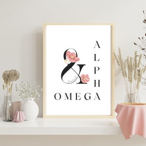 Arte mural cristiano de Apocalipsis 1:8 Alfa y Omega, Escritura imprimible digital instantánea, decoración cristiana minimalista para el hogar, póster para iglesia