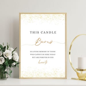 Deze kaars brandt voor dierbaren afdrukbaar bord, herdenkingskaarsen tafeldecoraties, bruiloft digitale print, In Loving Memory of Classmates