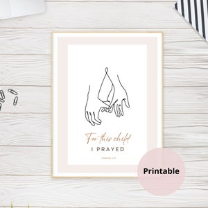 For This Child I Prayed 1 Samuel 1:27 Bible Verse Wall Art, Farmhouse Christian Baby Boy Girl Nursery Decor, Scripture Mothers Day Gift