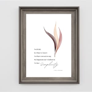 Emily Dickinson Nature Poem Art Print, Cytaty o naturze, Wydruk akwarelowy, Prezent dla miłośnika książek, Kącik książkowy, Miłośnik poezji, Wystrój domu w naturze, Minimalistyczny