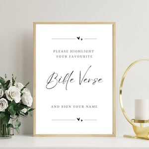 Please Highlight Your Favorite Bible Verse Sign, Guestbook Verse Graduation Table Sign, Wedding,Baby Showers, Senior Table Printable Sign
