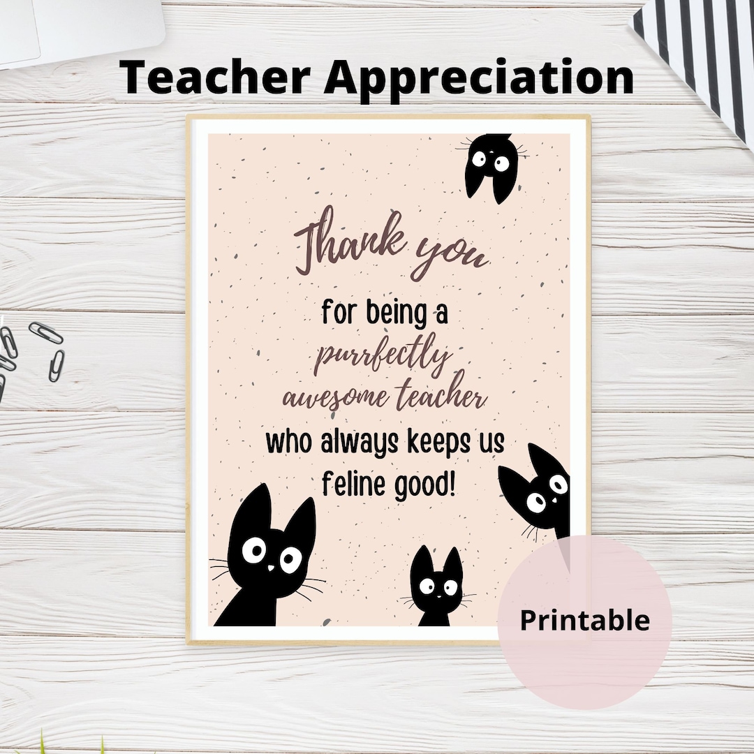 Teacher Gifts, Gift for Cat Lover Teacher, Thank You for Being a ...