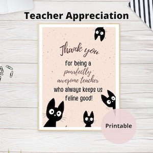 Teacher gifts, Gift for Cat lover teacher, Thank you for being a purrfect teacher print, Teacher Appreciation Print,End of Year Teacher Gift