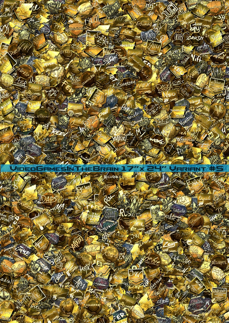 CSGO Stickers Poster All Gold Signatures Etsy