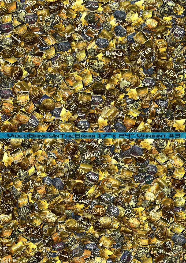 CSGO Stickers Poster All Gold Signatures Etsy