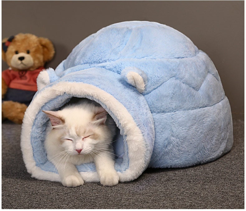 Cute Igloo Cat Bed Adjustable & Portable Fluffy Cat Beds Etsy