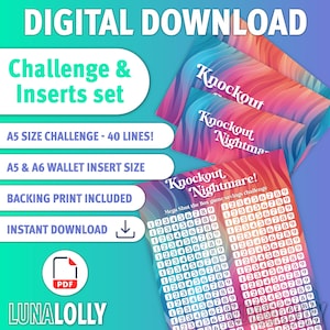 Digital Knockout NIGHTMARE! Original Edition Mega Savings Challenge & Wallet Display Inserts | Shut the Box game Tracker | A5 A6 | Download
