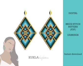 Tribal Beaded Earrings Pattern: Brick Stitch PDF