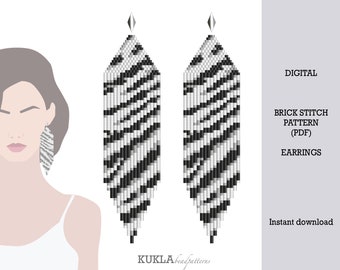 Zebra Ohrringe Brick Stich-Muster: Tier-Druck PDF