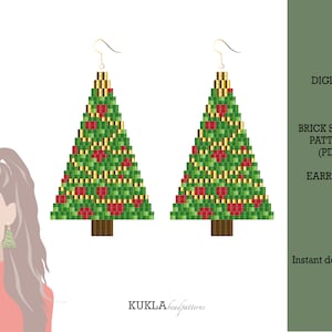 Christmas Tree Beaded Earrings Pattern: Brick Stitch (PDF)