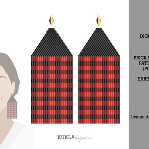 Mönster för örhängen med buffelpärlor: Tegelstygn + Fransar (PDF)