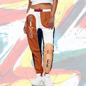 Live Free Abstract Art White based Unisex track pants