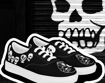 Black And White Skull  Men’s Canvas Shoes