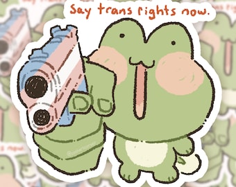 Silly Frog Says Trans Rights Charity Sticker | Premium Vinyl Sticker | Sticker Sheet, Bullet Journal Stickers, Planner Stickers