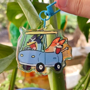 Heeler Sisters Adventures Keychain | Cute Charm | Acrylic Keychain | DIY Keychain | Cute Gift Keychain for Friend, Partner, Children