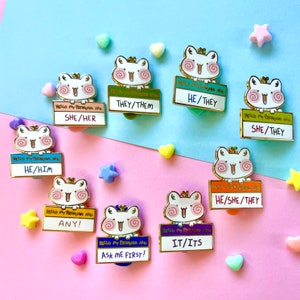 Hello My Pronouns Are __ Pin | Funny & Cute Enamel Pin | Lapel Pin | Party Gift | Gift Pin Idea | Sleepy Funny Gift | Meme Enamel Pin