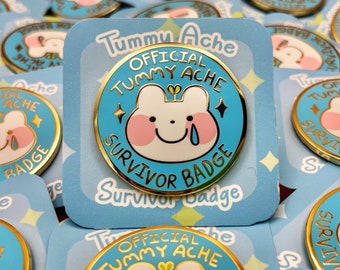 OFFICIAL Tummy Ache Survivor Badge | Funny & Cute Enamel Pin | Lapel Pin | Party Gift | Gift Pin Idea | IBS Funny Gift | Meme Enamel Pin