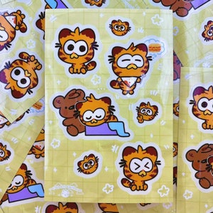 Lasagna Kitty Sticker Sheet | Premium Vinyl Sticker | Sticker Sheet, Bullet Journal Stickers, Planner Stickers, Scrapbooking