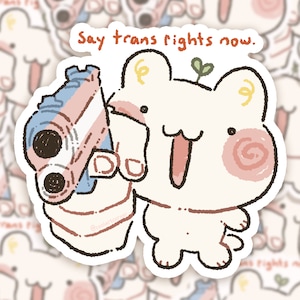 Sprout Cat Says Trans Rights Charity Sticker | Premium Vinyl Sticker | Sticker Sheet, Bullet Journal Stickers, Planner Stickers