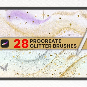 Realistic Glitter Brushes for Procreate – Metallic Shimmer, Gold Leaf, Sparkle & Shine Digital Brush Set for iPad