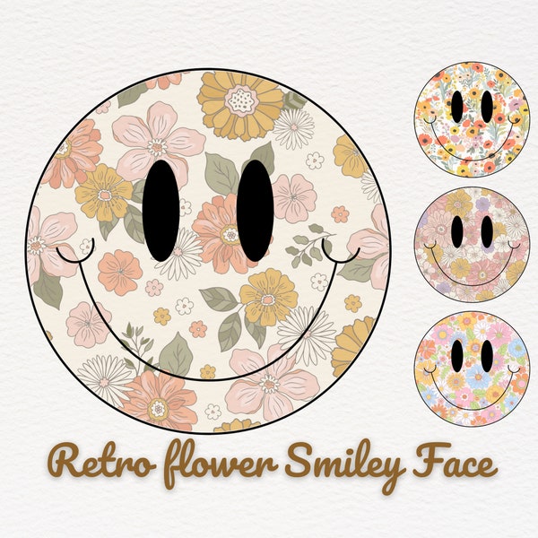 Distressed Smiley Face PNG, Retro flower png, Stay groovy 70s inspired png, Retro boho png Designs, Digital download