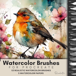 Realistische aquarelpenselen voor Procreate – iPad-schilderset en digitale penselenset