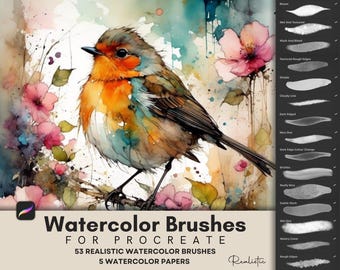 Realistische aquarelpenselen voor Procreate – iPad-schilderset en digitale penselenset