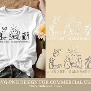 Dreszcz nadziei Narodzenia SVG PNG, Chrześcijańska sublimacja bożonarodzeniowa, Scena Narodzenia SVG, Adwentowe Clipart, Wesołych Świąt Bożego Narodzenia Cyfrowy Plik
