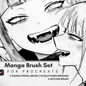 Procreate Manga & Anime Brush Bundle | 20 Manga Pen, Chibi Brushes for Procreate | Comic, Anime Drawing Brushes | Outliner, Halftone