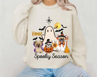 Retro cane fantasma PNG, stagione spettrale PNG, cane fantasma di Halloween Png, zucca di Halloween cane Png, cane Halloween Png, simpatico cane Boo Halloween Png