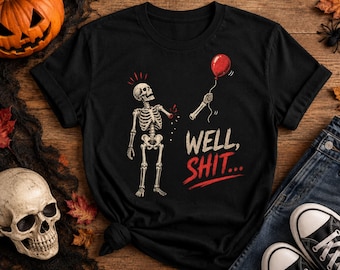 Funny Skeleton Lost Balloon PNG, Dark Humor Halloween Shirt Design, Gothic Skeleton Sublimation