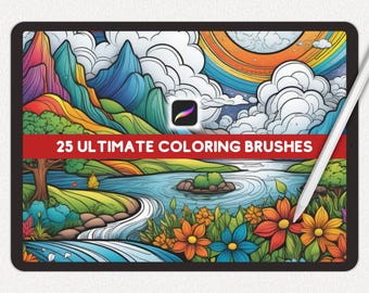 Ultimate Procreate-kleurborstelpakket, kleurpotloodborstels met kleurenpaletten