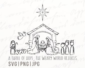 A Thrill of Hope Nativity Svg PNG Sublimation,Advent Christian Christmas PNG,Merry Christmas SVG,Jesus Clipart Christmas Sweater Cut File