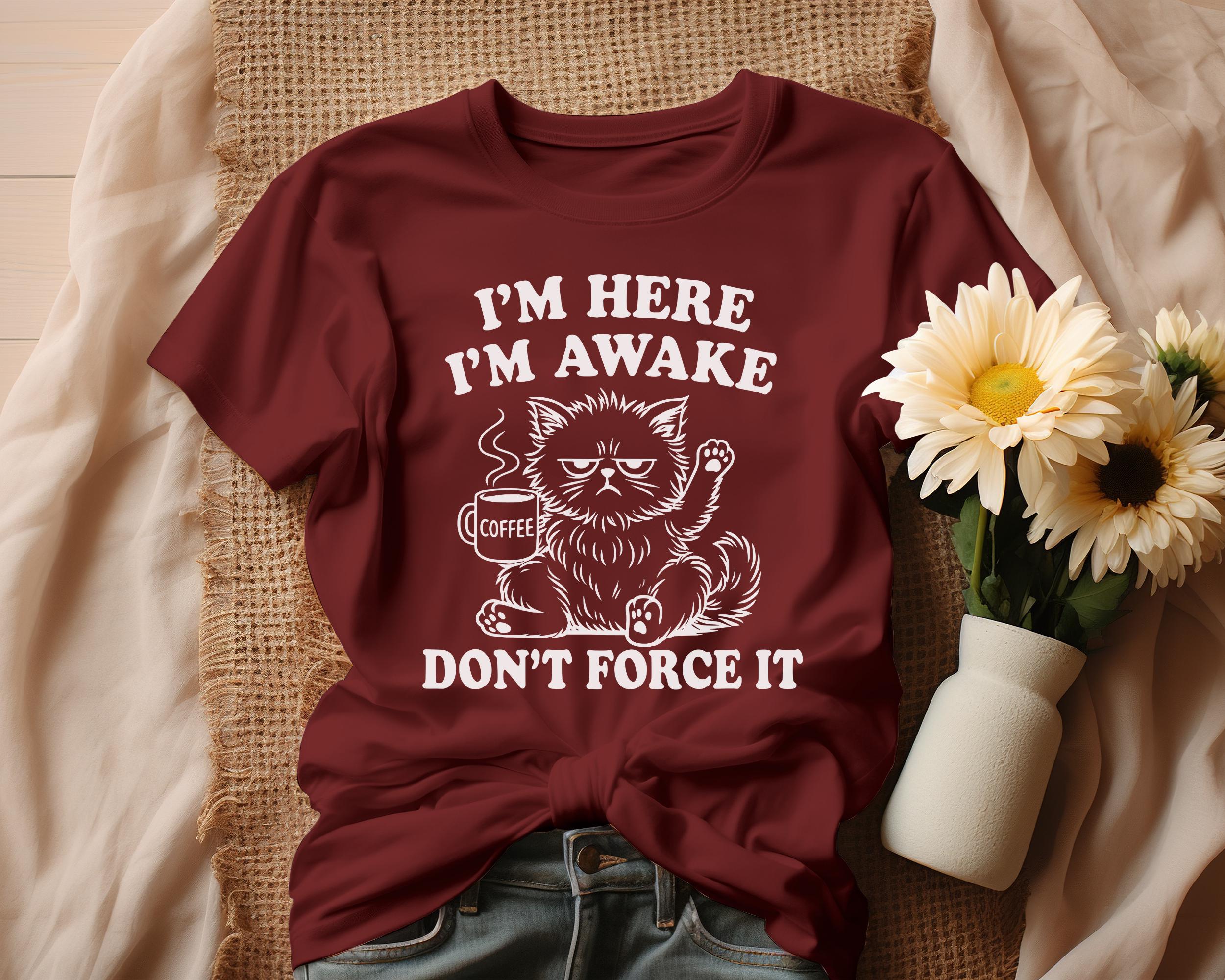 I'm Here I'm Awake Don't Push It – Funny Grumpy Cat SVG PNG, Retro ...