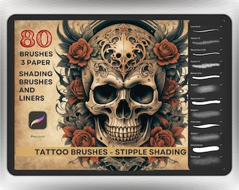 Procreate Tattoo Brush Bundle, Stipple Shading, Dotwork, Fine Line Ink Brushes for iPad