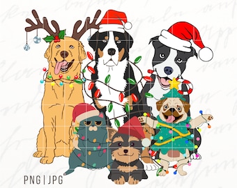Kerst hond png, hond kerst png, vakantie png, hondenliefhebber png, schattige hond png, hond moeder png, hondenbezitter png, Instant Download