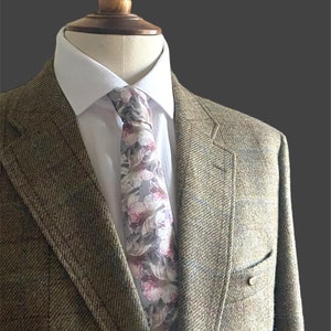 Hand made Necktie Birds Flowers Nature Leaves Black Warm Colours Tie Mens Tie Groom Anniversary Father&#39;s Day Father Gift Dad floral