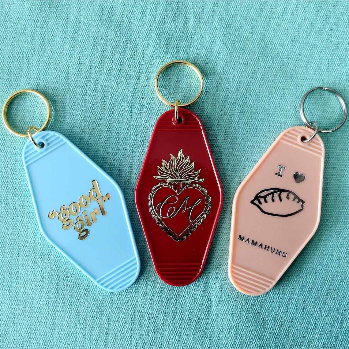 Vintage Hotel Key Chains With Foil Stamped Custom Logo, Gold or Sliver ...